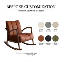 Fauteuil d'appoint capitonné en teck doré avec accoudoirs confortables, idéal pour salon, chambre, bureau à domicile, hôtel