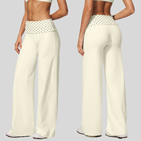 Leggings de sport brossés style rétro patchwork à pois, taille repliable, effet push-up et gainant, pantalon de yoga évasé pour le fitness