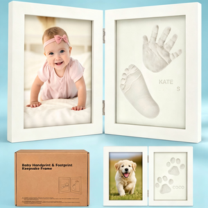 Kit d'empreintes de mains et de pieds de bébé, argile à séchage rapide pour empreintes de pieds et de mains de nouveau-né, cadre photo pour chambre d'enfant, kit d'empreintes de pattes de <span class=keywords><strong>chat</strong></span> et de chien - Product Image 1