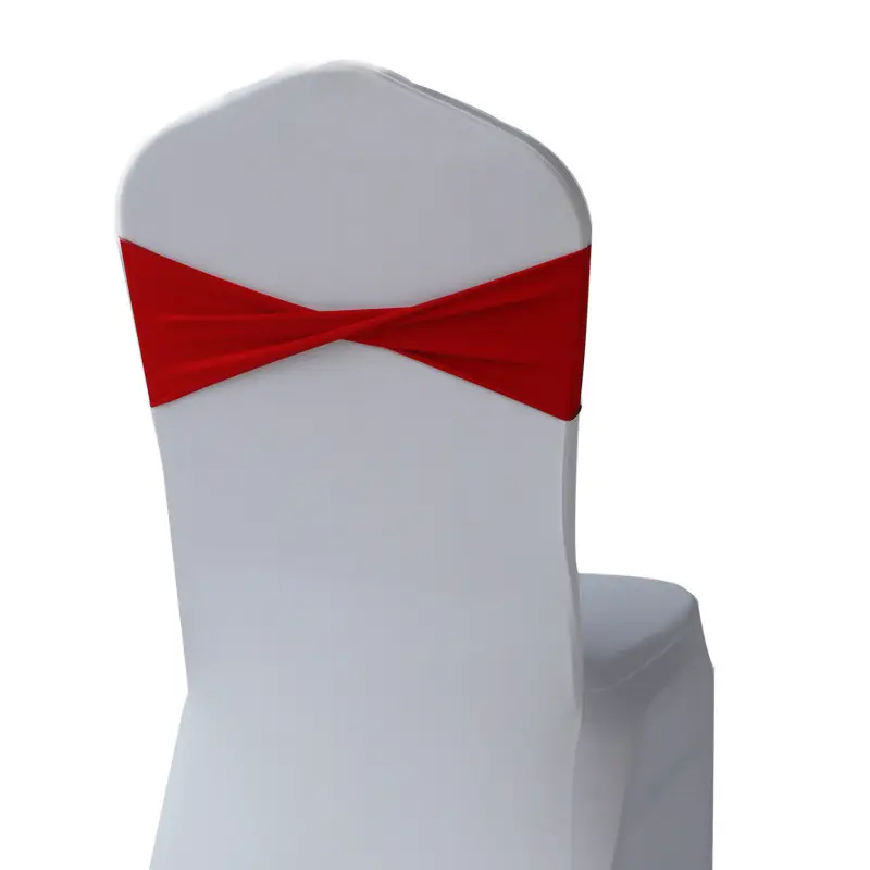 Оптовая продажа, простой эластичный ремень с пряжкой, скользящий ремень, красный чехол для стула, пояса для свадьбы, украшение для вечеринки, бант для стула
