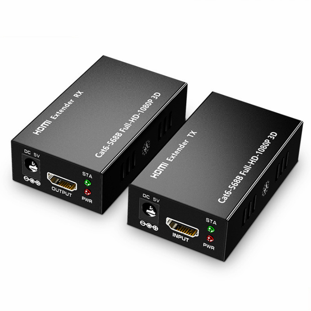60M HDMI-compatible Extender Over Cat5e Cat 6 Ethernet UTP Signal HD to Lan Converter 1080p 3D Transmitter Receiver TX RX