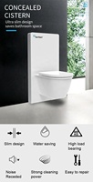 Réservoir de toilettes encastré avec mécanisme de chasse d'eau, réservoir en verre avec cadre métallique