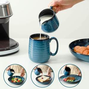 Ensemble de vaisselle en porcelaine personnalisé : Pichet à crème, distributeur de crème pour café, sucrier avec couvercle et cuillère pour le service - Product Image 2