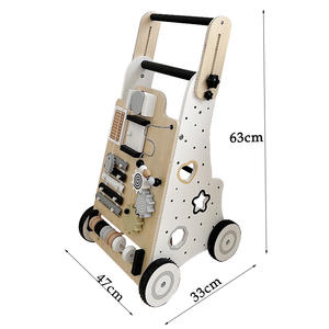COMMIKI <span class=keywords><strong>poussette</strong></span> multifonctionnelle en bois pour tout-petits bébé éducatif éducation précoce planche occupée jouet en bois panier - Product Image 6