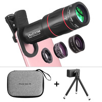 Téléobjectif externe universel pour téléphone, kit 3-en-1 grand angle macro fisheye 28x, télescope monoculaire haute définition pour concerts