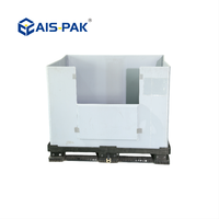 Boîte de rangement robuste en plastique avec couvercle et patins de glisse, pour palettes de rayonnage moulées sous pression et bacs de stockage pliables