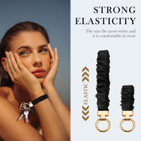 Gelang Kunci Scrunchie Bahan Satin Lembut Elastis Lucu untuk Wanita, Gelang Kunci Fashion untuk Dompet dan Kunci Mobil