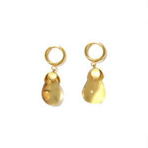 Boucles d'oreilles pendantes tendance en acier inoxydable 316L plaqué or PVD, design goutte d'eau durable et résistant - Product Image 2