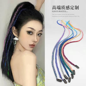 Perruque tressée Y2K éclatante 60 cm, dégradé de couleurs, extensions de cheveux en fibre haute température, prêtes à poser avec clip pour la danse jazz - Product Image 3