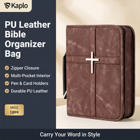 Bolsa Grande para Biblia de Cuero PU con Asa de Transporte y Cremallera Metálica, Organizador de Viaje para Iglesia, Funda Personalizada para Biblia, Estuche Portátil