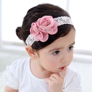 Sơ Sinh Voan Hoa Bé Đàn Hồi Tóc Ban Nhạc Ren Headband Băng Đô Với Ngọc Trai - Product Image 2