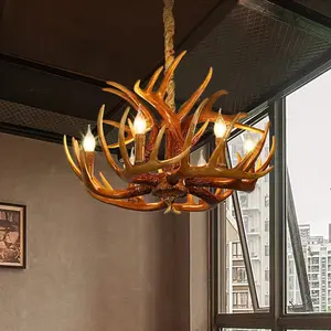 Креативная люстра в американском современном стиле, простая потолочная лампа, подвесная люстра для ресторана с рогами