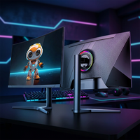Monitor Gaming Lengkung 27 Inci Layar LCD 2K QHD Tanpa Bingkai Tanpa Rangka Warna Hitam untuk Meja Kerja