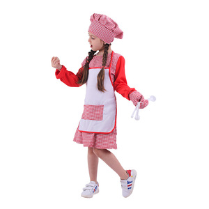 Disfraz de Chef para Niñas Bsrlons, Conjunto de Delantal y Gorro a Cuadros Rojos, 5-7 Años, Juguete de Cocina, Juego de Imitación, Fantasía, Cuento de Hadas - Product Image 4