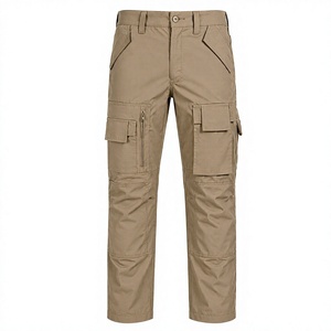 Pantalones Cargo de Lona Oscura para Hombre, Estilo Informal, Corte Recto, Multibolsillos, Transpirables, Resistentes al Desgaste, para Ocasiones Formales de Trabajo - Product Image 1