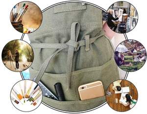 Có thể điều chỉnh nghệ sĩ Tạp dề với túi được bôi sáp lên vải sơn tạp dề với công cụ tổ chức túi cho làm vườn nghệ thuật - Product Image 5