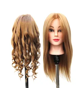 Giá Rẻ 24 Inch Nữ Nhiệt Độ Cao Sợi Tổng Hợp Tóc Head Hairdressing Dummy Mannequin Head Cho Bện