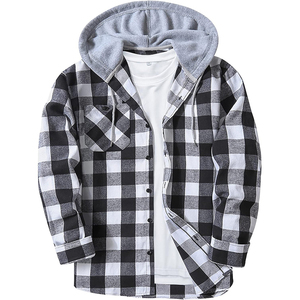 Camicia tascabile Casual di alta qualità da <span class=keywords><strong>uomo</strong></span> alla moda con cappuccio Plaid felpa di <span class=keywords><strong>flanella</strong></span> <span class=keywords><strong>in</strong></span> pile giacche - Product Image 6