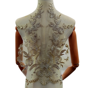 Tulle Broderie Col Arrière Polyester Soie Corsage Dentelle pour Accessoires De Robe De Mariée - Product Image 2