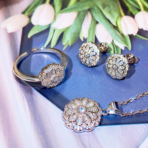 Set di gioielli da sposa per donna, collana, orecchini, anello, regalo alla moda - Product Image 2
