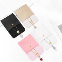 Étui à bijoux de voyage en cuir PU, pochette à bijoux avec fermeture à rabat et bouton-pression, 8x8cm, carré, pour boutique de loisirs et vente au détail de bijoux