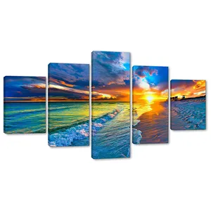 Big Size Canvas Natural Landscape Poster Sky Sea Sunrise Forest Printed Home Decoration Frame Canvas Painting Wall Art