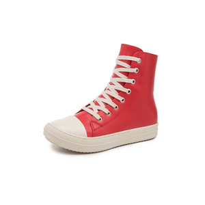 Moda 2023 donne <span class=keywords><strong>rosse</strong></span> popolari scarpe casual firmate suola spessa sneakers in pelle con lacci traspiranti alte - Product Image 3