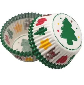 Weihnachts runde öl beständige Pappbecher Cupcake Paper Liner für Muffin 500 Stück/Packung