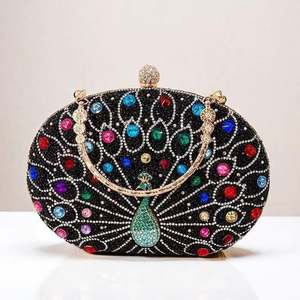 حقائب يد كريستالية للحفلات وحفلات الزفاف، حقيبة معدنية مرصعة بالأحجار الكريمة، حقيبة أنيقة للنساء على شكل سلة من السبائك مع لؤلؤ - Product Image 2