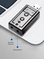 Kartu Suara USB Adaptor Audio Pengurang Kebisingan Suara Sekitar 3D dengan Jack Headphone Mikrofon