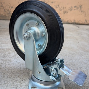 200/50-100 Unterstützung OEM ODM 8-Zoll-Last 150kg Platte Schwenkbare obere Bremse Gummi-Lenkrad Verzinkte Oberfläche Kugellager - Product Image 3