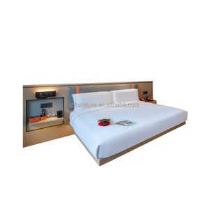Modern Hotel Bedroom Furniture Set King <b>Queen</b> Wooden <b>Bed</b> with Upholstered Headboard & Nightstand for Budget Hotel Project FF&E - Product Image 4