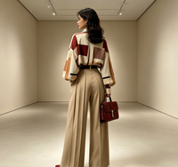 Ensemble deux pièces pour femmes, chemise à manches longues et pantalon large à taille haute, vêtements pour femmes pour le bureau, les soirées et les fêtes