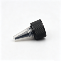 Bouchon compte-gouttes torsadé en plastique noir de 20 mm, 24 mm, 28 mm avec couvercle supérieur à vis naturel et pointe aiguisée pour bouteilles de sauce et de produits capillaires