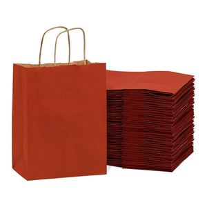 Petit sac cadeau en papier kraft avec poignées, sac fourre-tout artisanal pour boutiques, magasins de détail, fêtes d'anniversaire, sac en papier pour boutique - Product Image 1