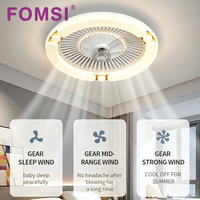 Ventilateur de plafond LED FOMSI 3-66W à profil bas avec 7 pales, lampe dimmable 3CCT, contrôle intelligent par télécommande/application pour chambre et salon