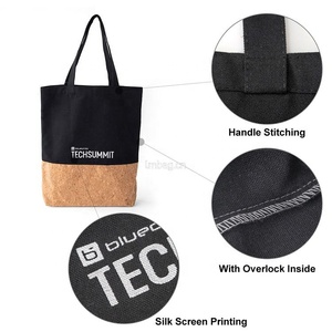Bolso de mano de corcho y algodón Bolso de lona pura Diseño personalizado de alta calidad - Product Image 3