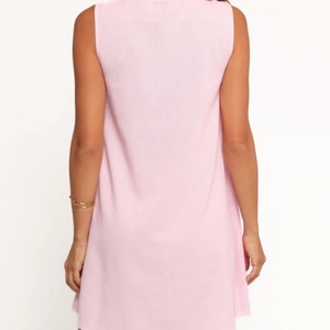 Vestido de Lino Casual de Verano 2025, Nuevo, con Lazos Delanteros, Plisado, Mini Vestido de Playa - Product Image 5