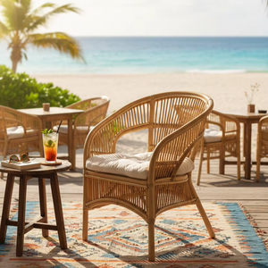 Fauteuil de loisirs modulaire en bambou tufté Fabiano pour extérieur – Assise élégante et confortable pour jardin, patio, balcon, maison, salon – Style moderne - Product Image 1