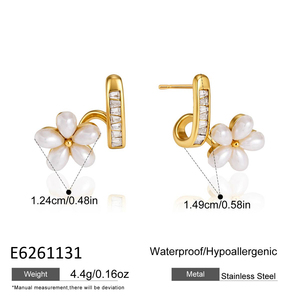 Pendientes de <span class=keywords><strong>Perlas</strong></span> de Resina con Circonitas en Tono Dorado y Piedras Lisas Pulimentadas Brillantes para Mujer, Joyería de Uso Diario, Estilo Regalo - Product Image 6
