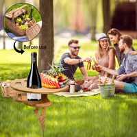Table de pique-nique moderne et portable en bambou pour l'extérieur, plateau à charcuterie, plateau à fromage, mobilier d'extérieur
