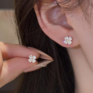 925 Sterling <b>Silver</b> Gold Plated Dainty Four Leaf Clover <b>Stud</b> <b>Earrings</b> with Cubic Zirconia-Lucky Gift Jewelry for Women - Product Image 4