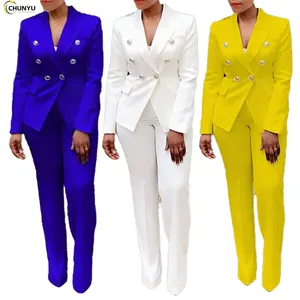 2024 nouveau Design haute qualité femmes deux pièces travail d'affaires blazer taille haute pantalon dames blazers