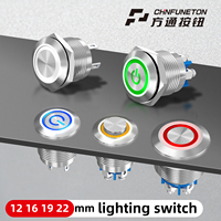 Interruptor de Botón Metálico Impermeable IP65 de 12 mm con Luz LED de Alimentación, Interruptor de Acero Inoxidable de 5 V, 12 V, 24 V, 220 V