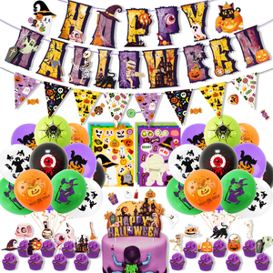 Décoration de fête sur le thème d'Halloween, bannière Joyeux Halloween, ballons en latex, décorations d'anniversaire pour enfants mignonnes et durables - Product Image 6