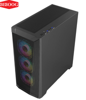 Table de bureau PC avec panneau latéral en verre BMAS, boîtier PC RGB ATX, boîtier de jeu pour ordinateur