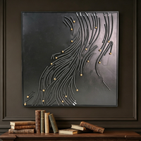 Décoration murale carrée 3D faite à la main, style abstrait moderne avec lignes fluides, cadre suspendu adapté pour hôtel et salon