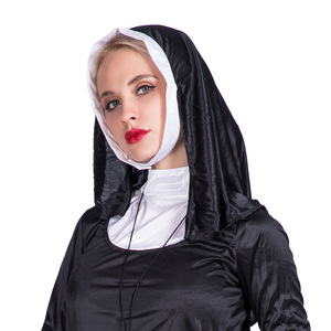 Costume da <span class=keywords><strong>suora</strong></span> adulta per pasqua feste di carnevale di Halloween abito nero con cappuccio per spettacoli teatrali Cosplay gioco di ruolo Set - Product Image 3