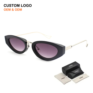 Gafas de Sol de Metal con Lentes Multicolores de Moda, Logotipo Personalizado, Protección UV400, Diseño Vintage, Montura Ovalada Pequeña, Gafas de Sol para Mujer - Product Image 1