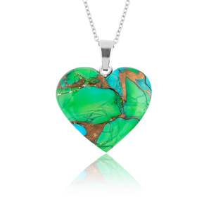 Collar con Colgante de Corazón de Turquesa Verde Natural Yashee, Engaste en Bisel, 2.5 Pulgadas, Unisex, Uso Diario, Sanación de Chakras - Product Image 1